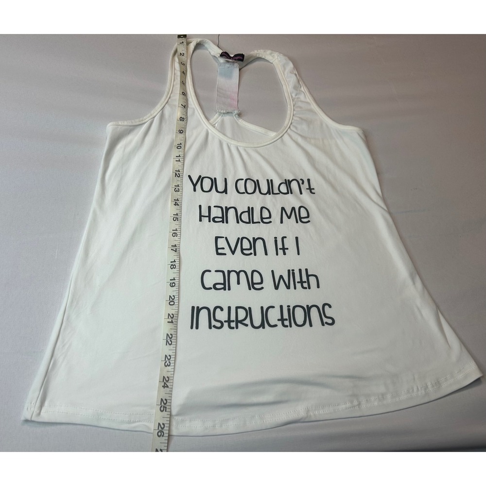 Grumpy & Gorgeous White Racerback Tank Top Large Graphic Slogan Love Strap
